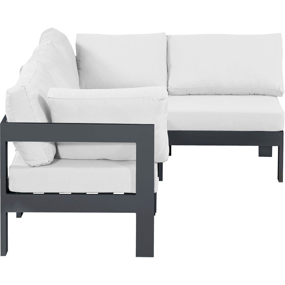 Nizuc White Water Resistant Fabric Outdoor Patio Modular Sectional. Picture 7