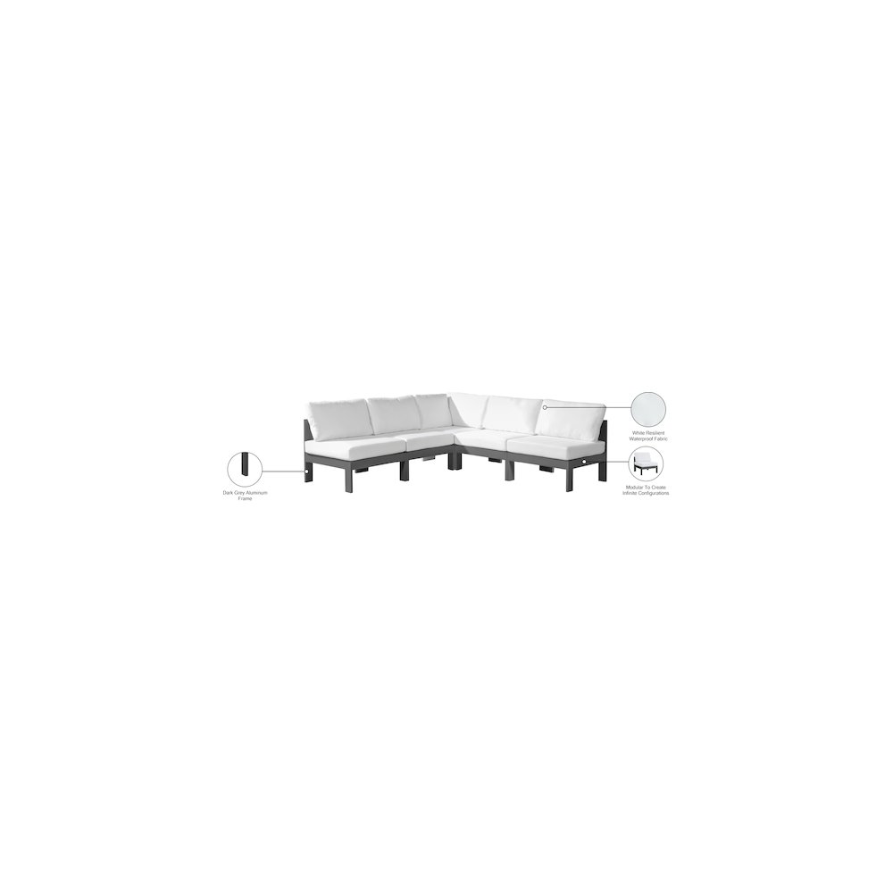 Nizuc White Water Resistant Fabric Outdoor Patio Modular Sectional. Picture 8