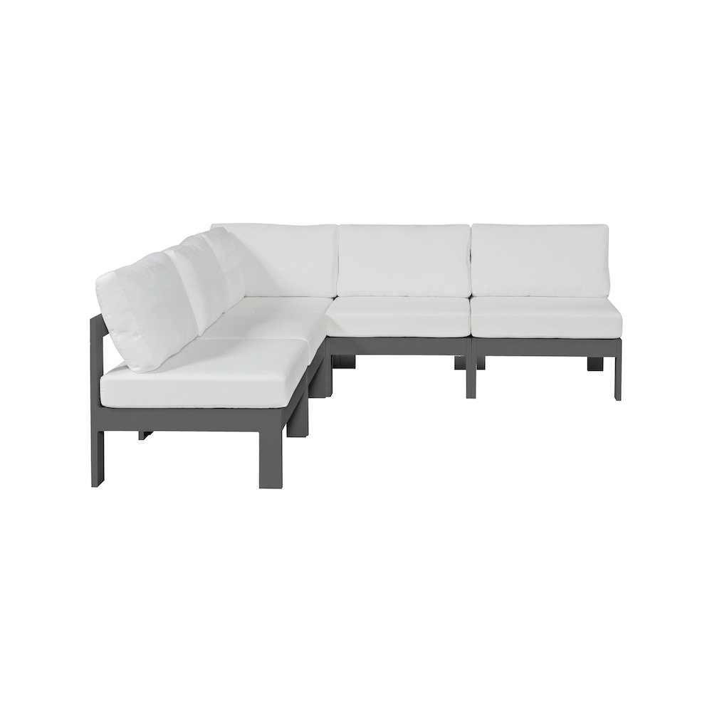 Nizuc White Water Resistant Fabric Outdoor Patio Modular Sectional. Picture 4