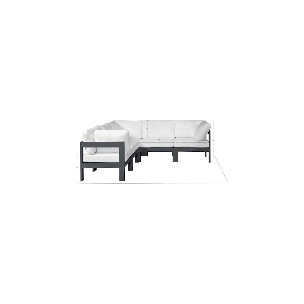 Nizuc White Water Resistant Fabric Outdoor Patio Modular Sectional. Picture 6