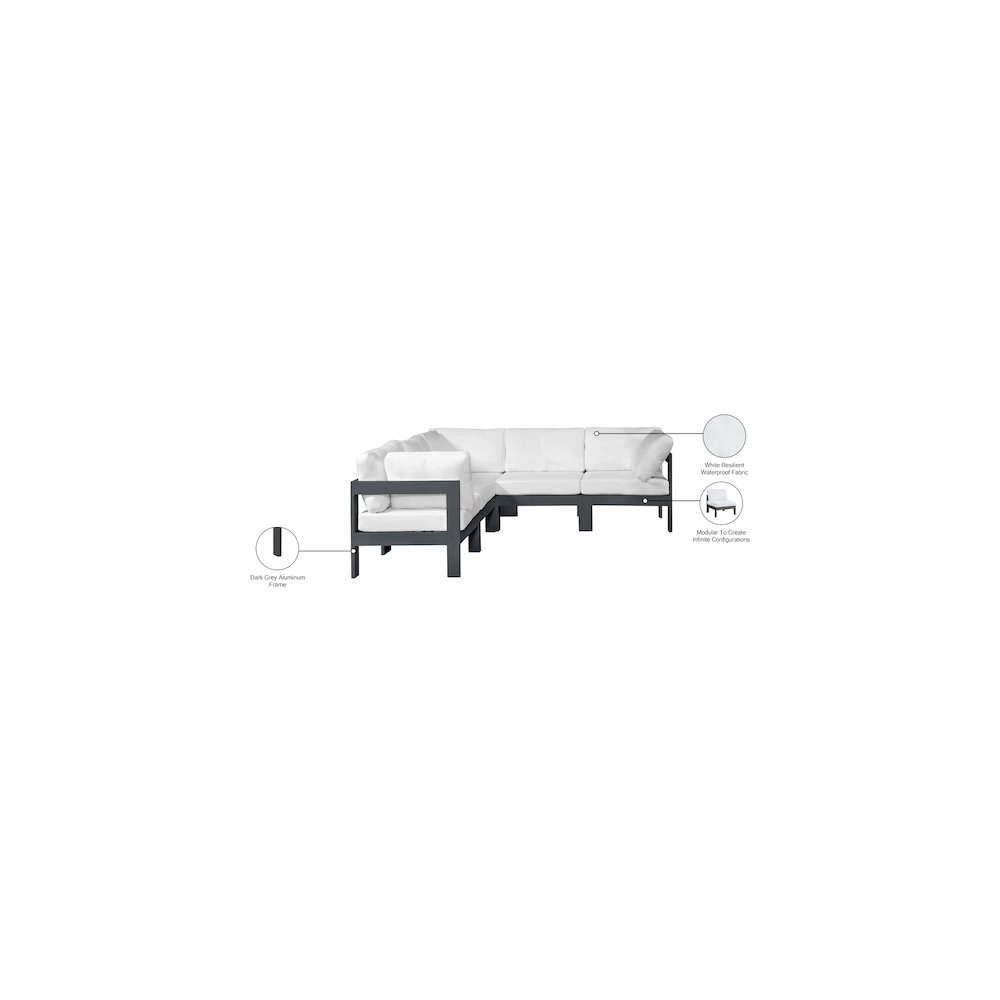 Nizuc White Water Resistant Fabric Outdoor Patio Modular Sectional. Picture 7