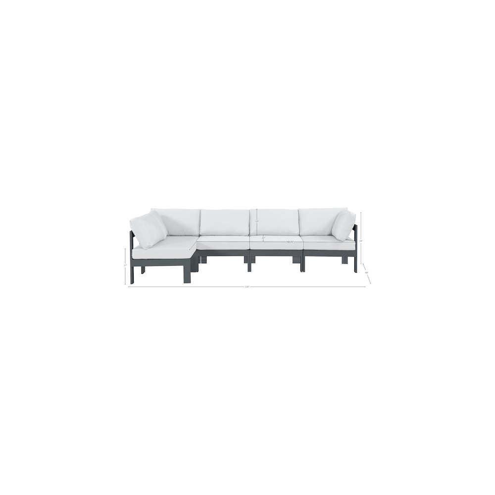 Nizuc White Water Resistant Fabric Outdoor Patio Modular Sectional. Picture 10
