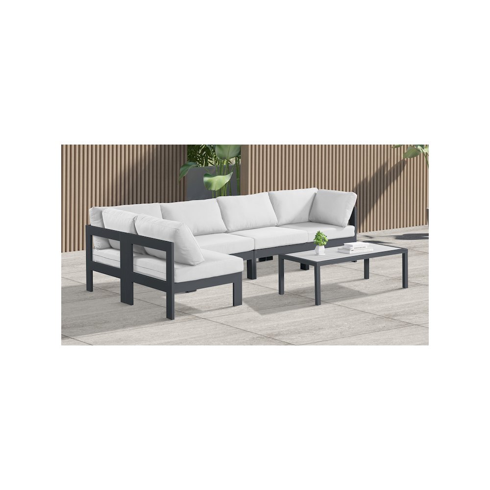 Nizuc White Water Resistant Fabric Outdoor Patio Modular Sectional. Picture 2