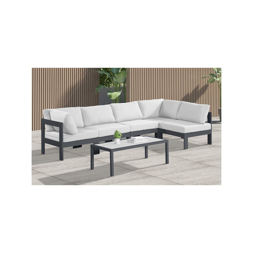 Nizuc White Water Resistant Fabric Outdoor Patio Modular Sectional. Picture 3