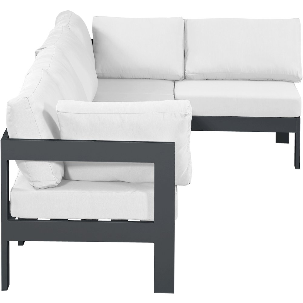 Nizuc White Water Resistant Fabric Outdoor Patio Modular Sectional. Picture 6