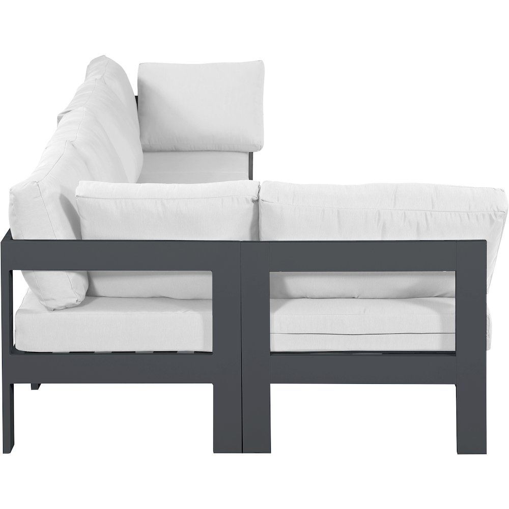 Nizuc White Water Resistant Fabric Outdoor Patio Modular Sectional. Picture 7