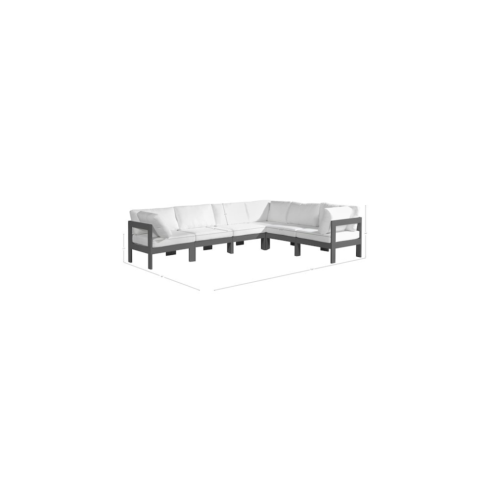 Nizuc White Water Resistant Fabric Outdoor Patio Modular Sectional. Picture 7