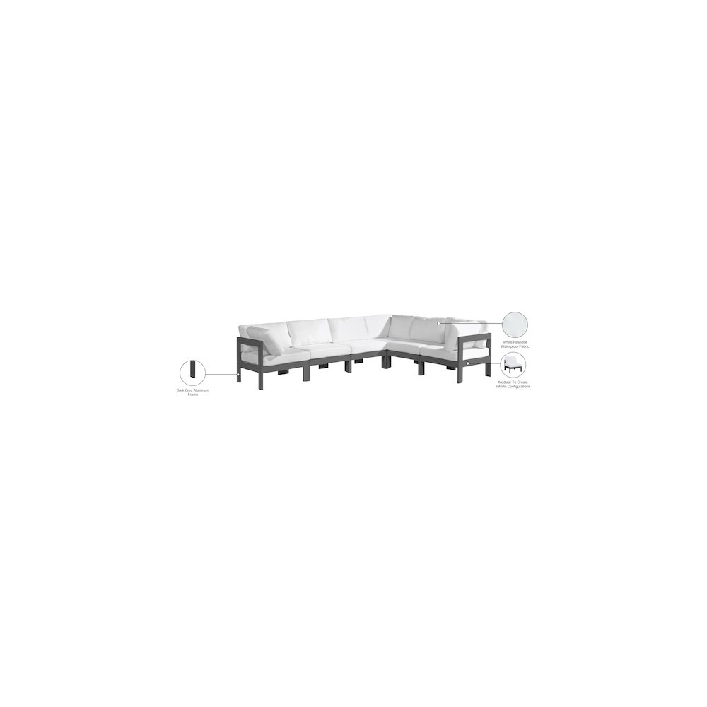 Nizuc White Water Resistant Fabric Outdoor Patio Modular Sectional. Picture 8