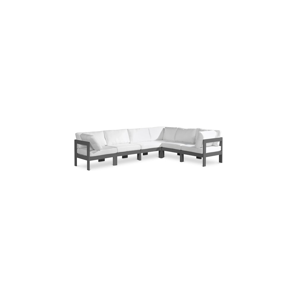 Nizuc White Water Resistant Fabric Outdoor Patio Modular Sectional. Picture 1