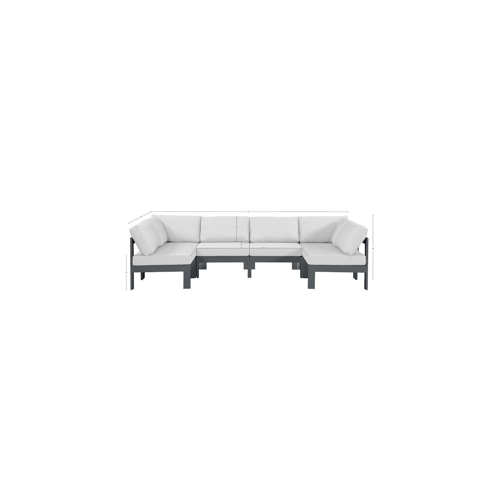 Nizuc White Water Resistant Fabric Outdoor Patio Modular Sectional. Picture 6