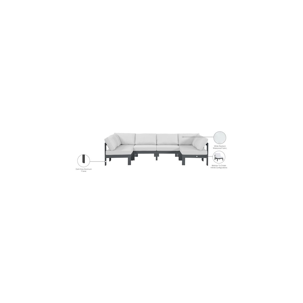 Nizuc White Water Resistant Fabric Outdoor Patio Modular Sectional. Picture 7