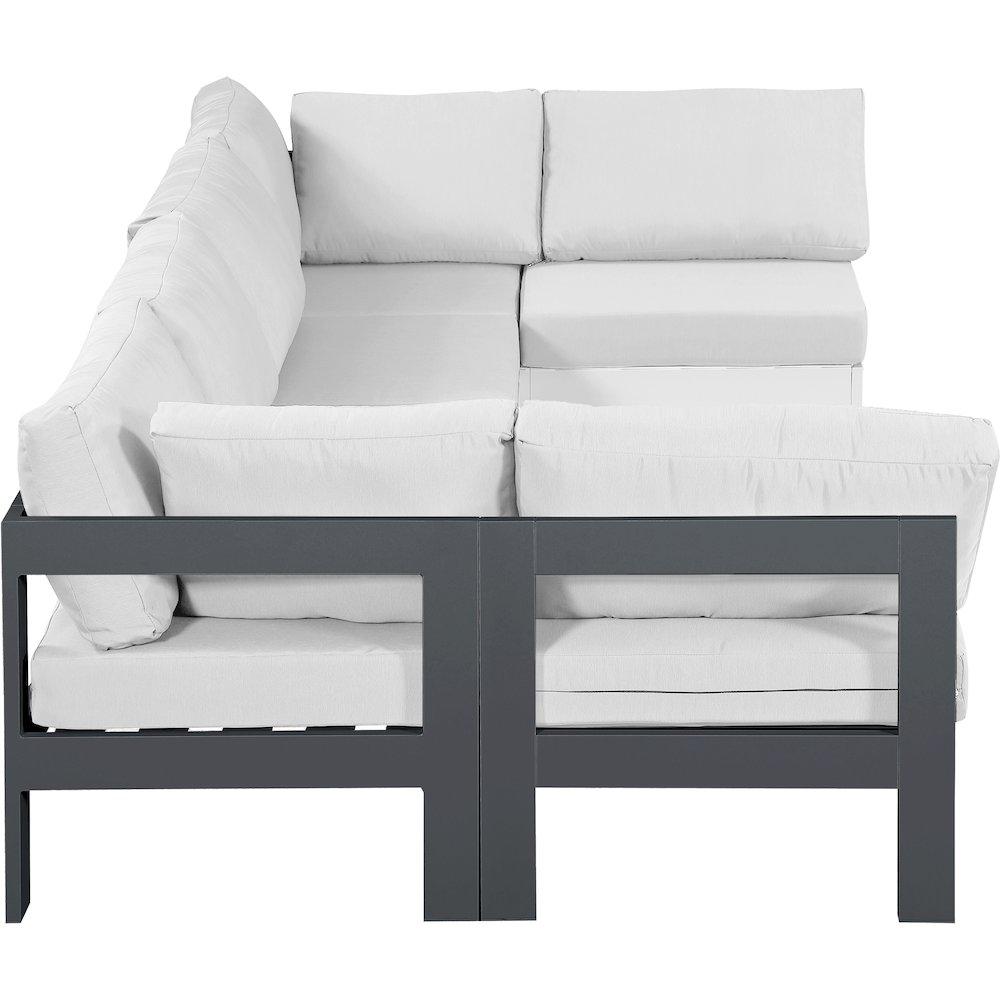 Nizuc White Water Resistant Fabric Outdoor Patio Modular Sectional. Picture 3