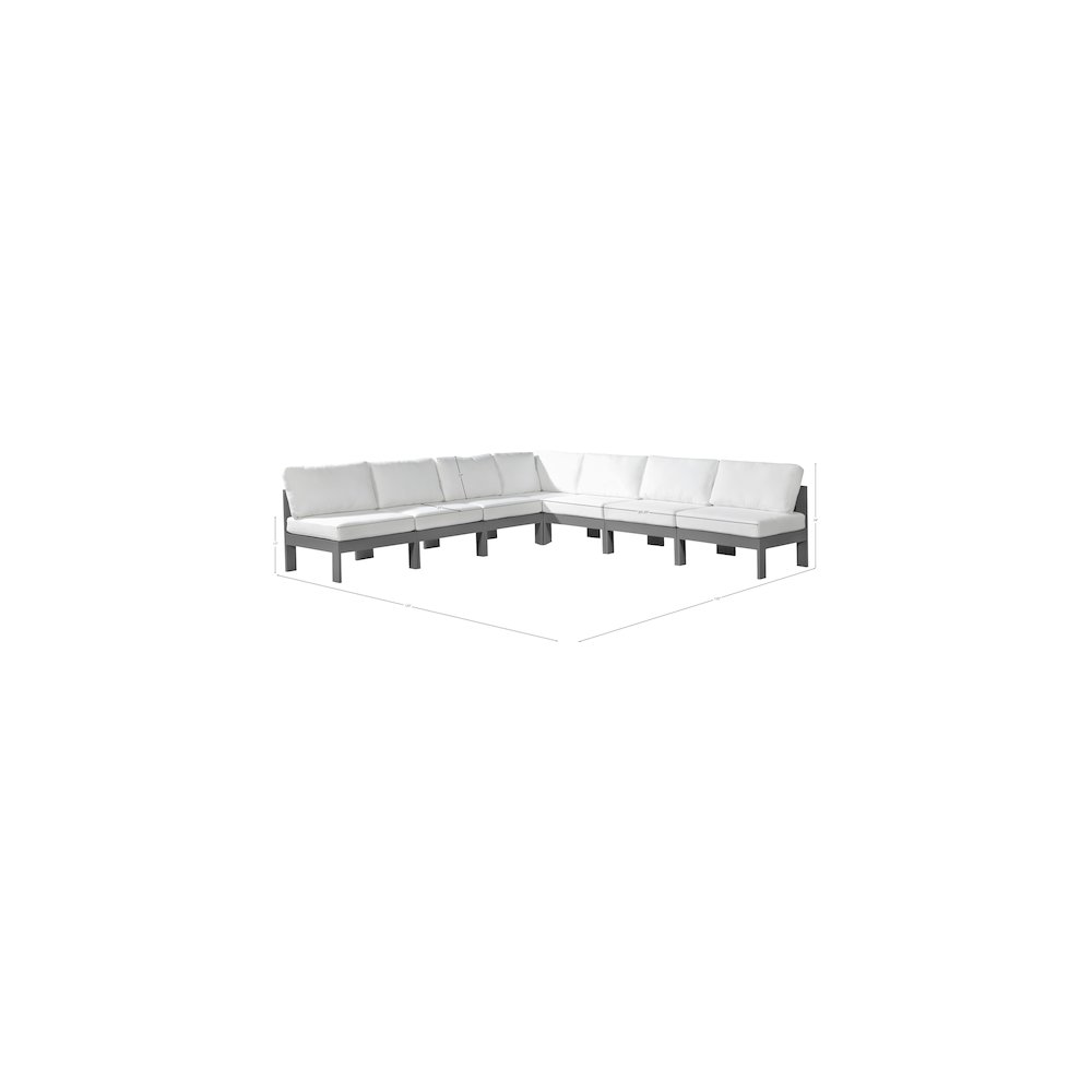Nizuc White Water Resistant Fabric Outdoor Patio Modular Sectional. Picture 7