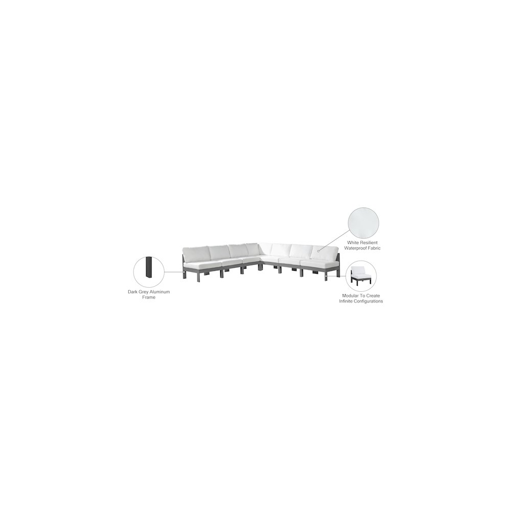 Nizuc White Water Resistant Fabric Outdoor Patio Modular Sectional. Picture 8