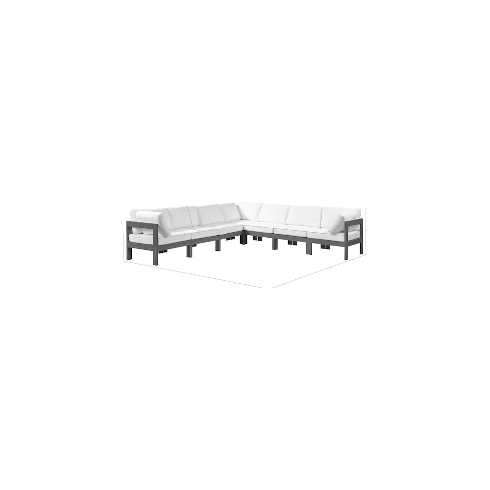 Nizuc White Water Resistant Fabric Outdoor Patio Modular Sectional. Picture 7