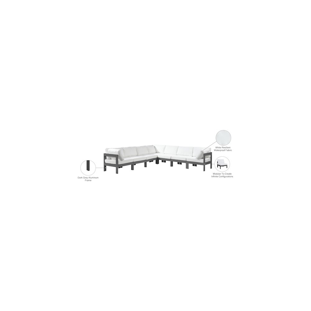 Nizuc White Water Resistant Fabric Outdoor Patio Modular Sectional. Picture 8