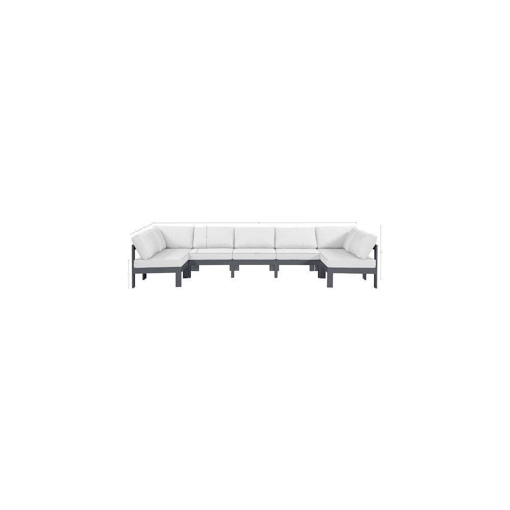 Nizuc White Water Resistant Fabric Outdoor Patio Modular Sectional. Picture 6
