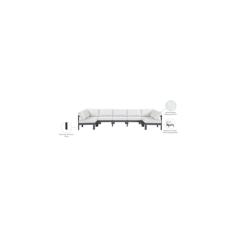 Nizuc White Water Resistant Fabric Outdoor Patio Modular Sectional. Picture 7