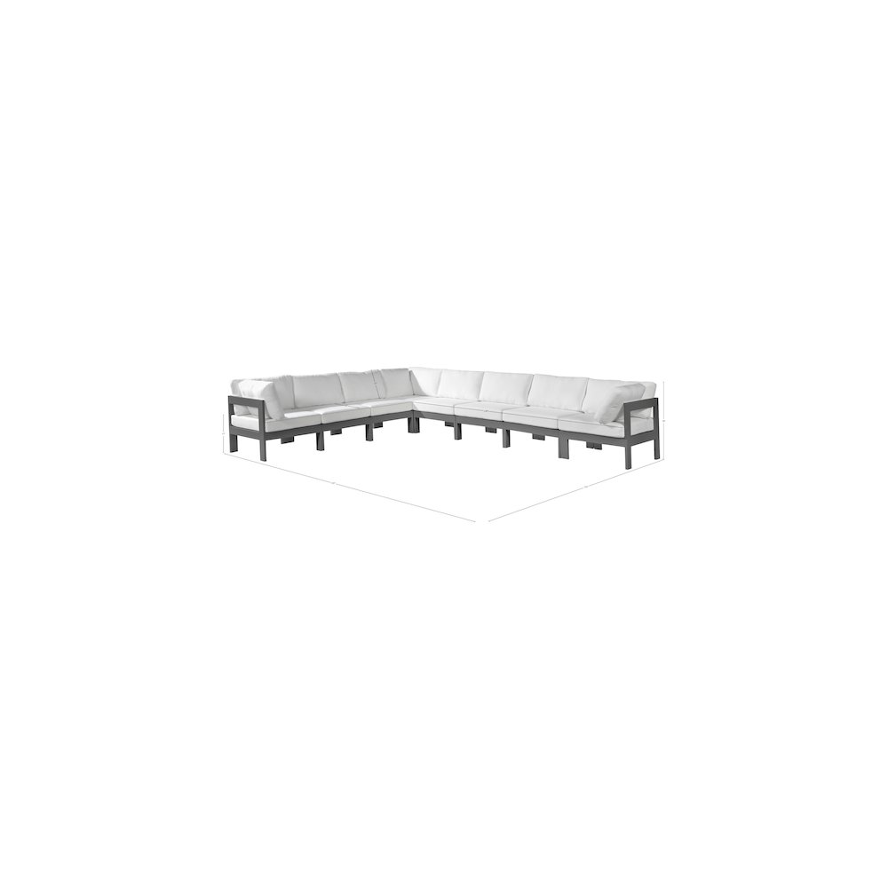 Nizuc White Water Resistant Fabric Outdoor Patio Modular Sectional. Picture 7