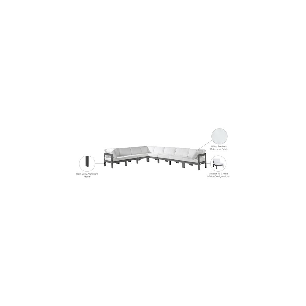 Nizuc White Water Resistant Fabric Outdoor Patio Modular Sectional. Picture 8