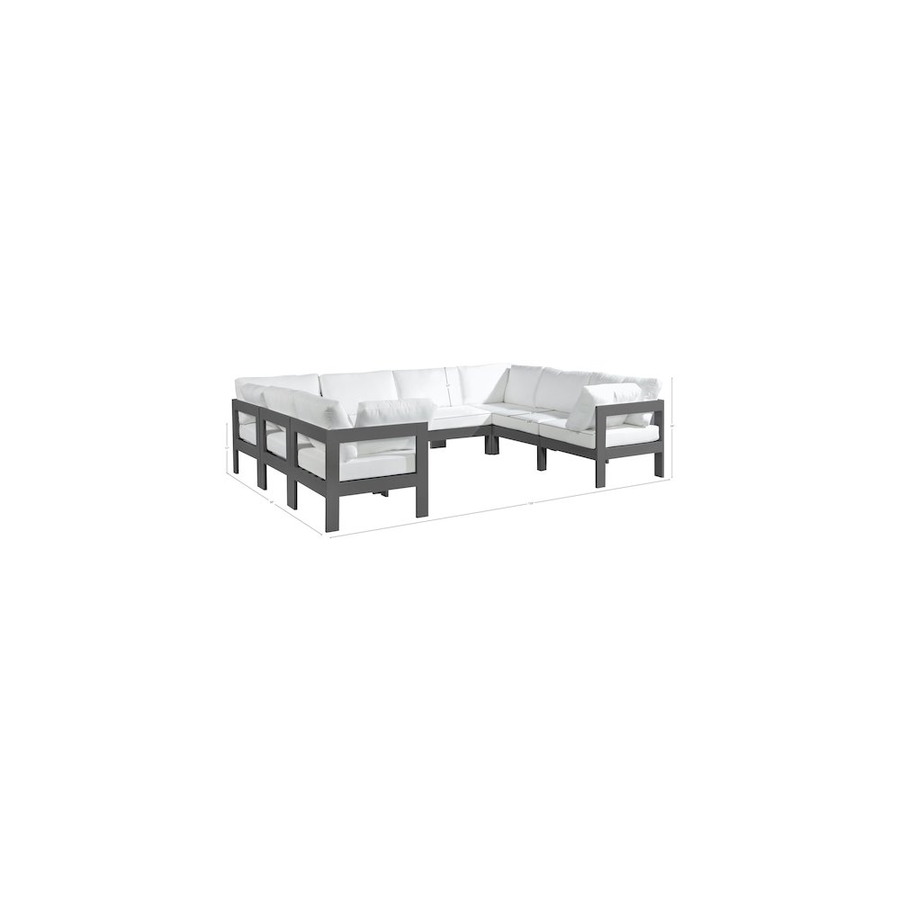 Nizuc White Water Resistant Fabric Outdoor Patio Modular Sectional. Picture 7