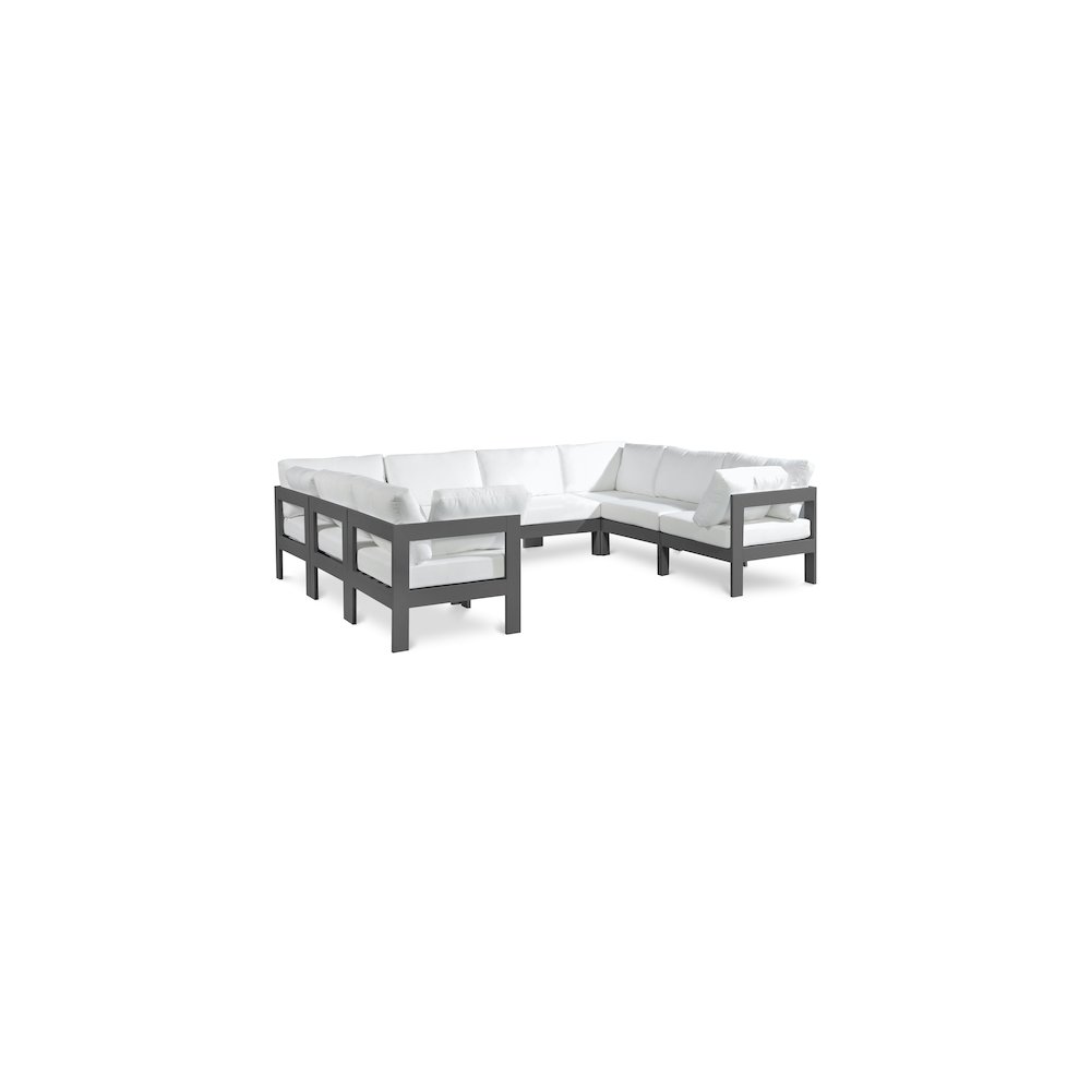 Nizuc White Water Resistant Fabric Outdoor Patio Modular Sectional. Picture 1