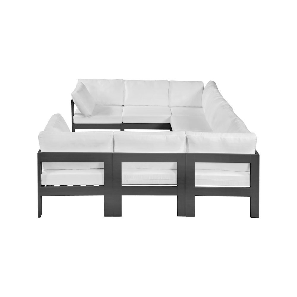 Nizuc White Water Resistant Fabric Outdoor Patio Modular Sectional. Picture 3