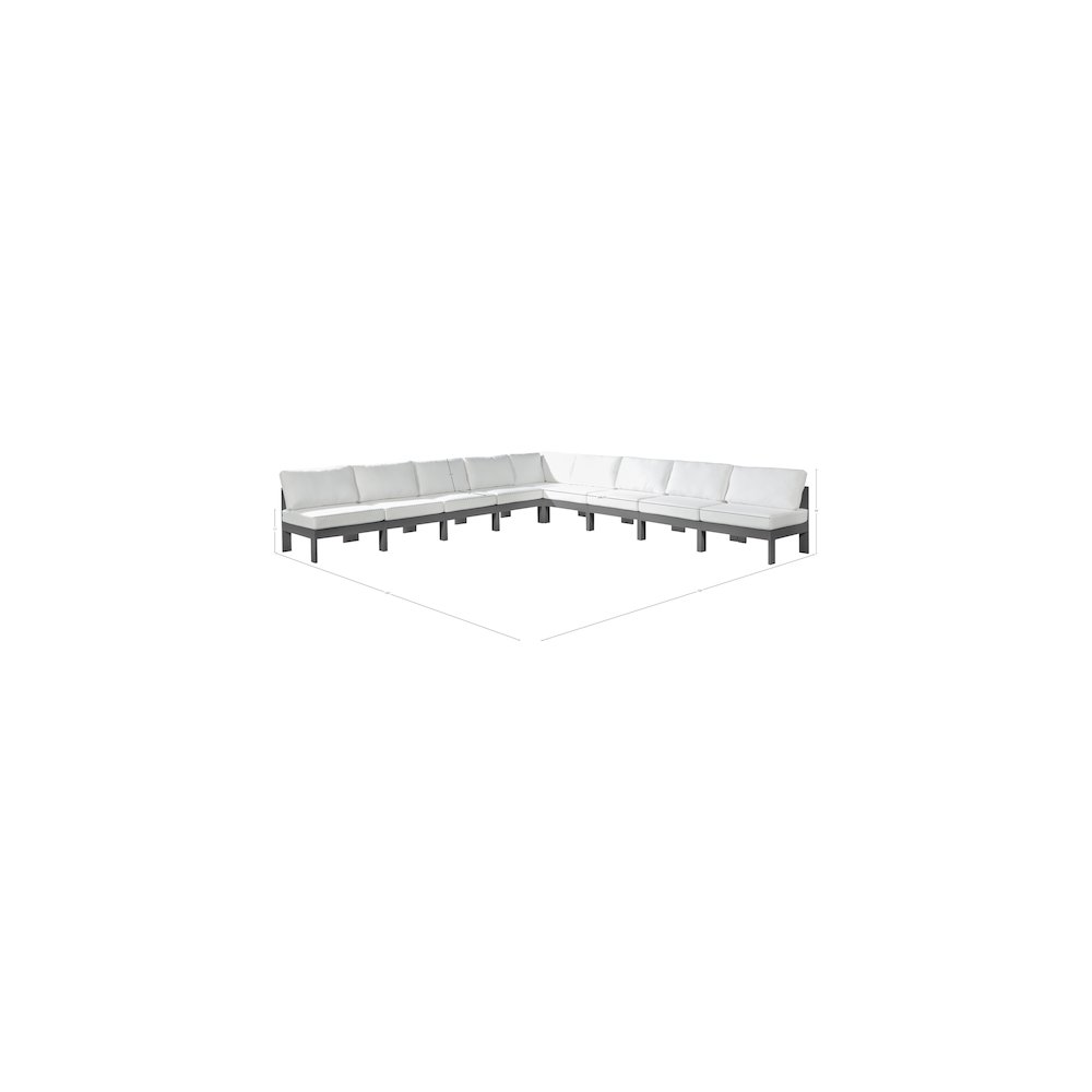 Nizuc White Water Resistant Fabric Outdoor Patio Modular Sectional. Picture 7