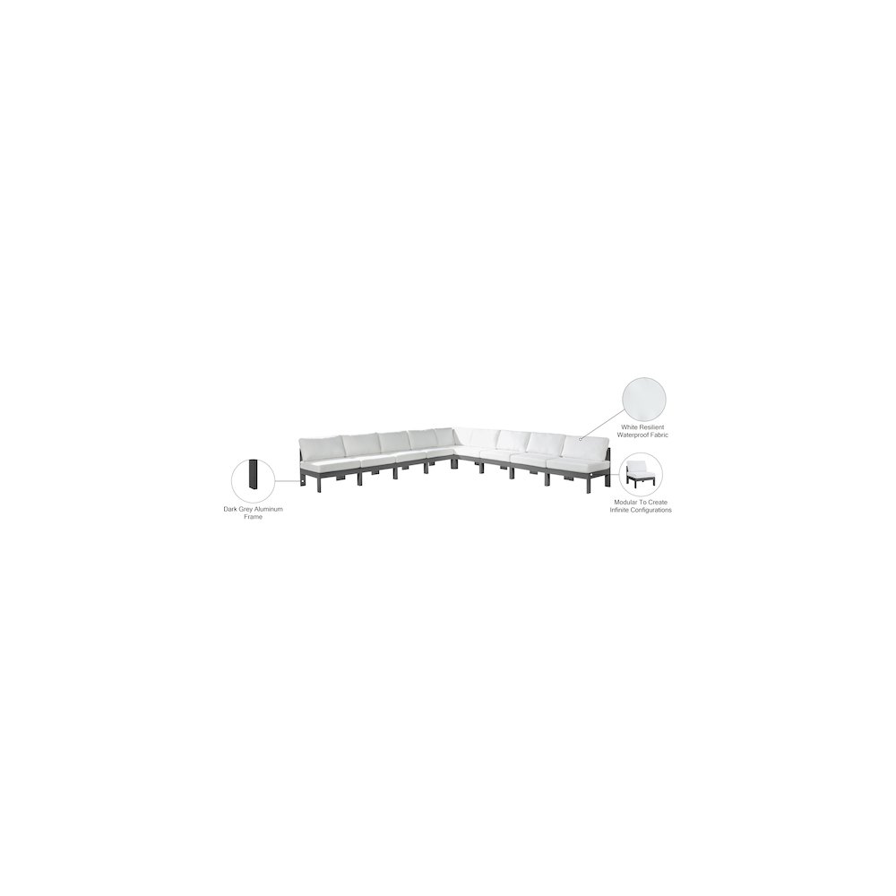 Nizuc White Water Resistant Fabric Outdoor Patio Modular Sectional. Picture 8