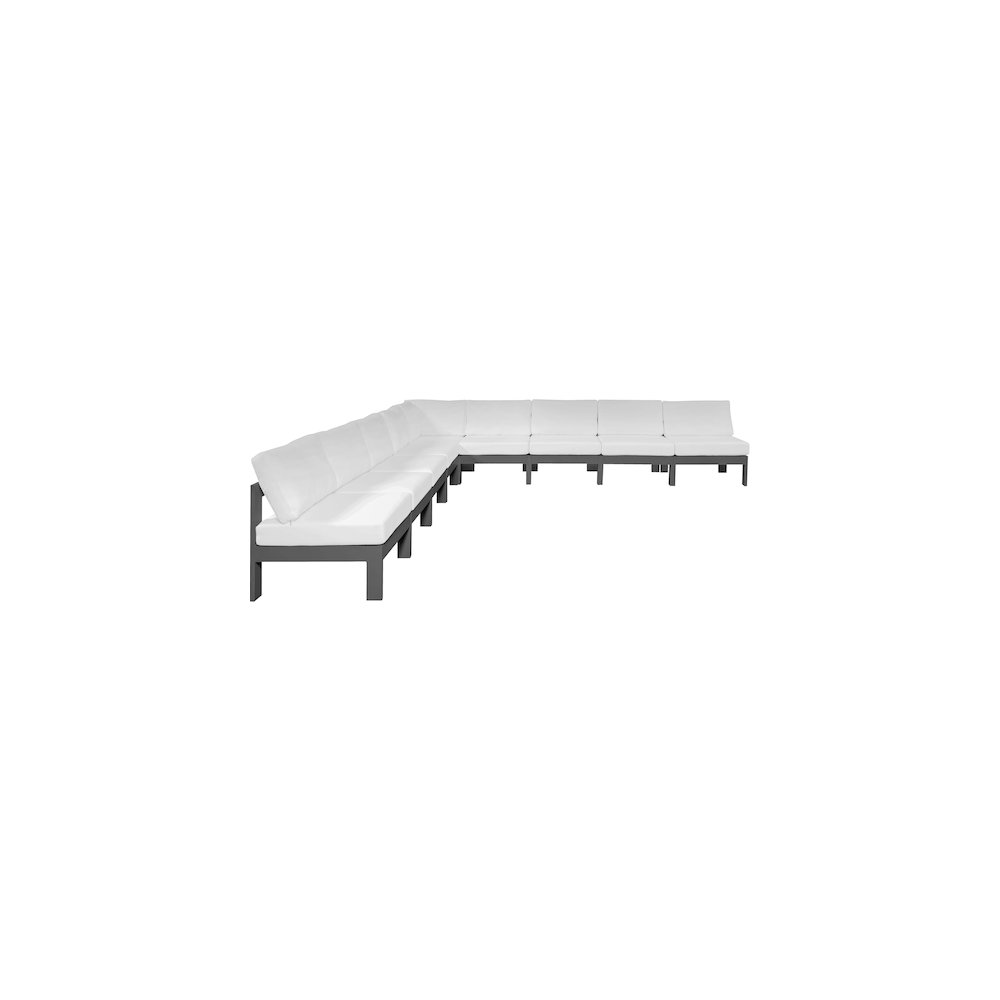 Nizuc White Water Resistant Fabric Outdoor Patio Modular Sectional. Picture 4