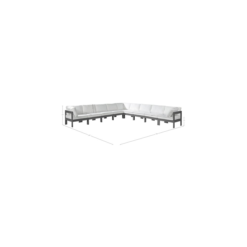 Nizuc White Water Resistant Fabric Outdoor Patio Modular Sectional. Picture 7