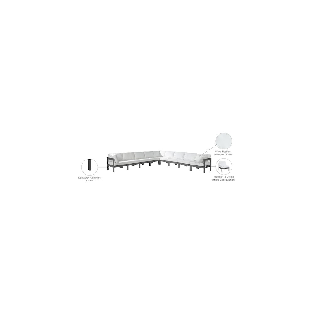 Nizuc White Water Resistant Fabric Outdoor Patio Modular Sectional. Picture 8