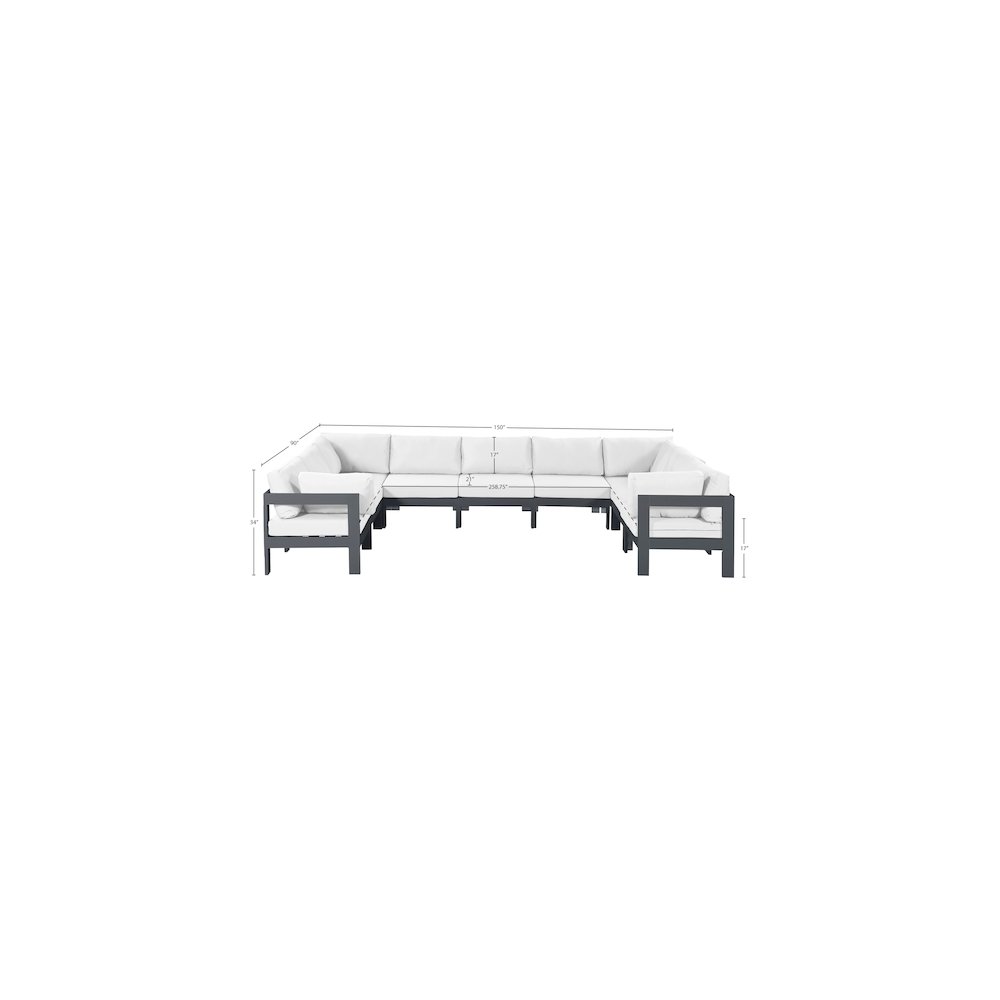 Nizuc White Water Resistant Fabric Outdoor Patio Modular Sectional. Picture 6