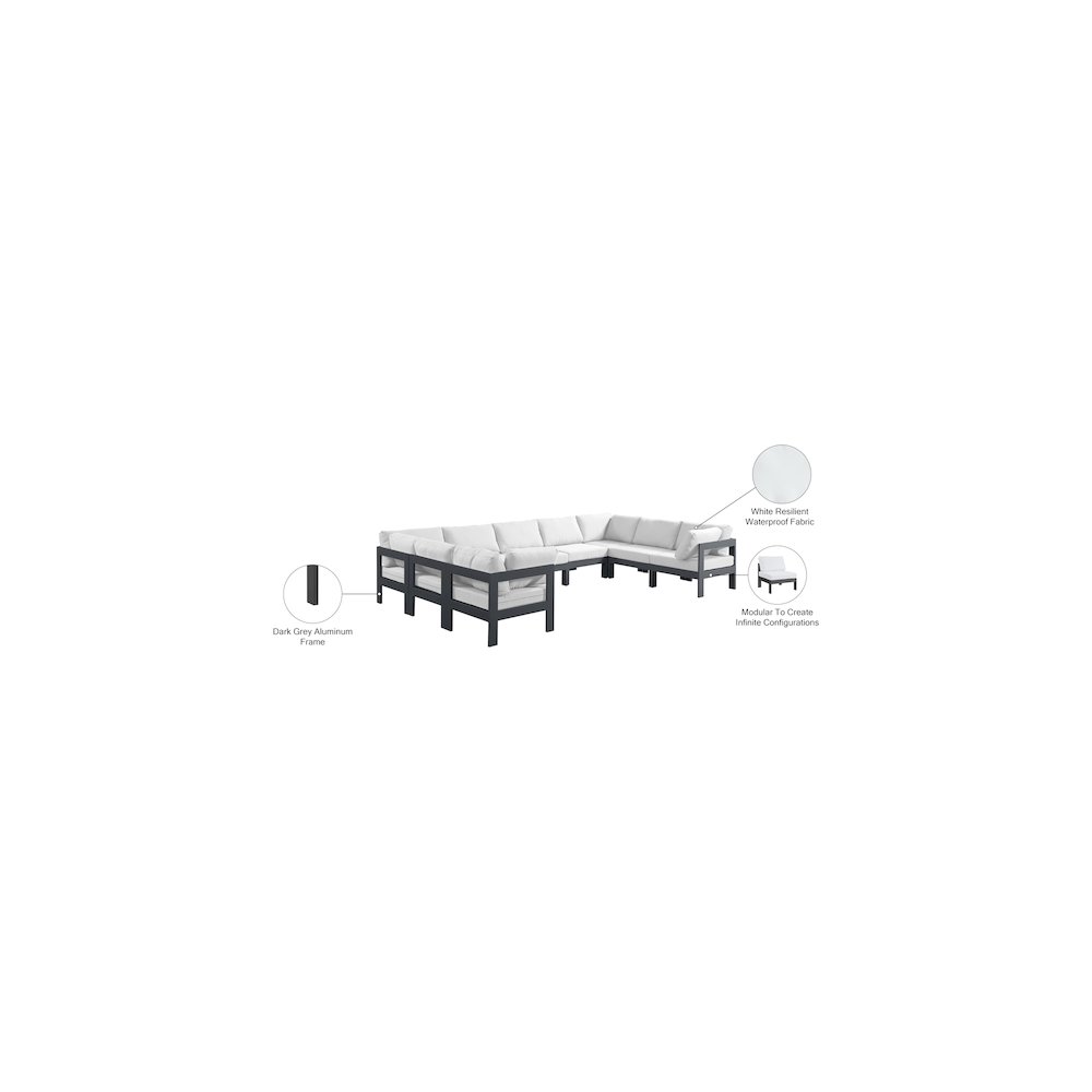 Nizuc White Water Resistant Fabric Outdoor Patio Modular Sectional. Picture 7