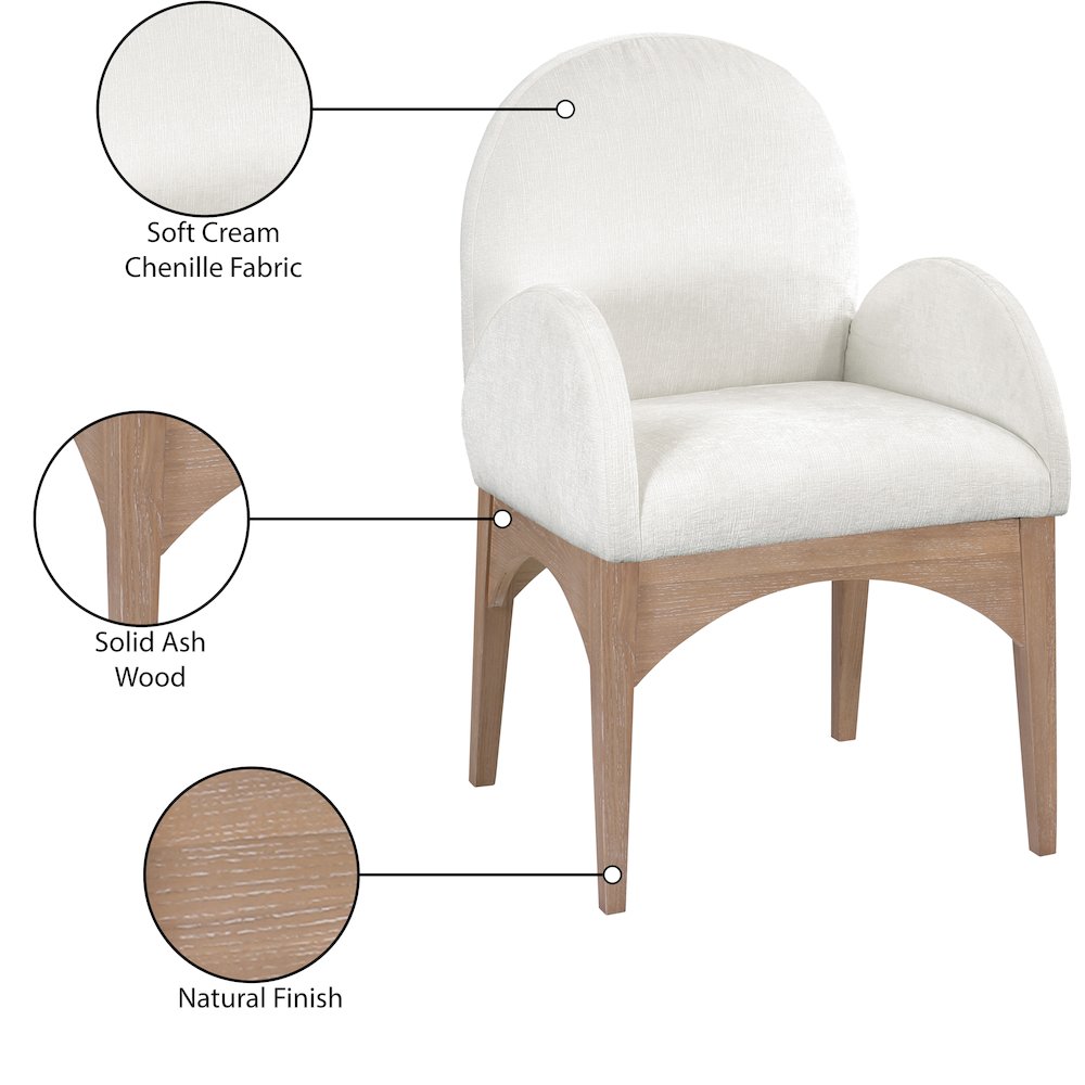Waldorf Cream Chenille Fabric Dining Chair. Picture 8