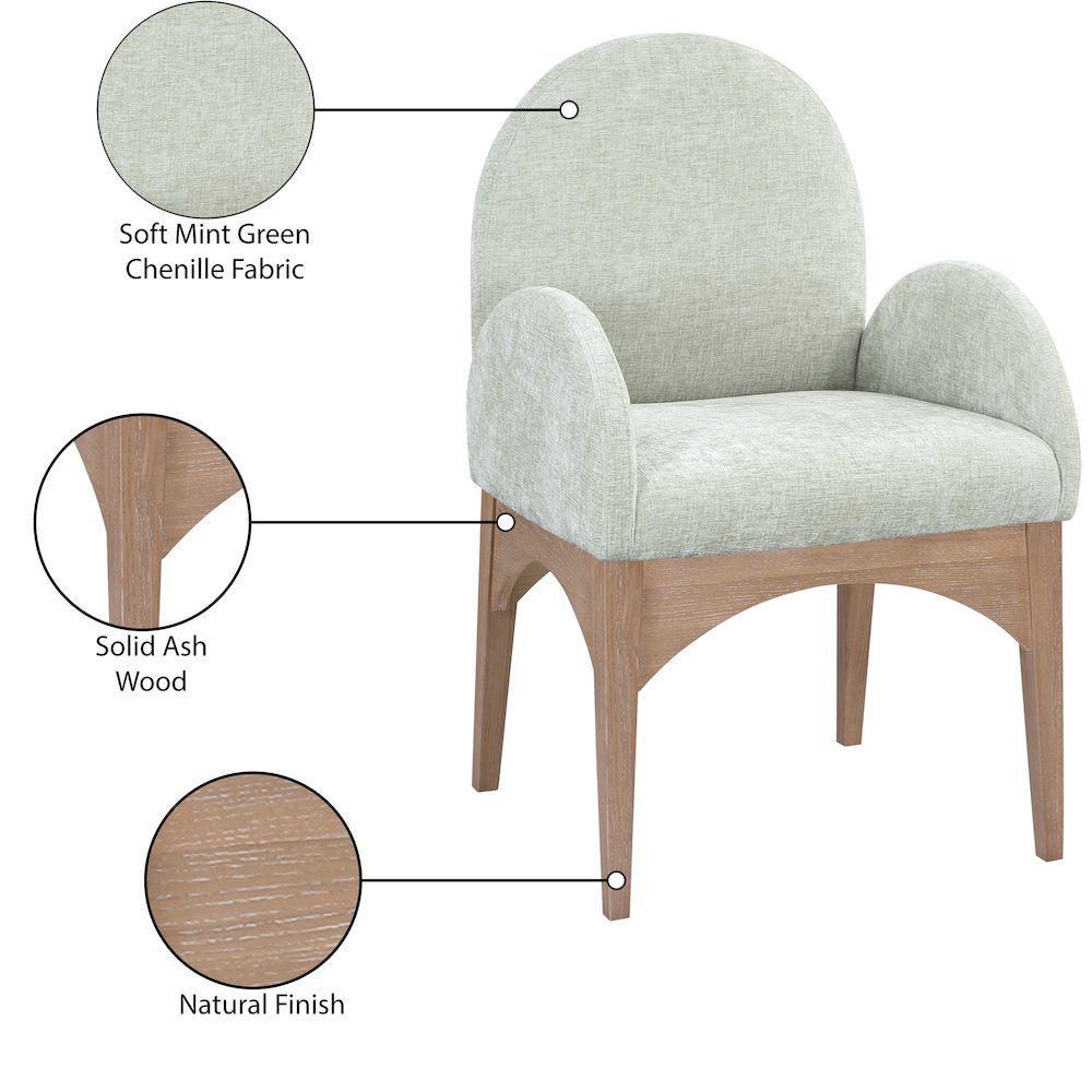 Waldorf Mint Chenille Fabric Dining Chair. Picture 8