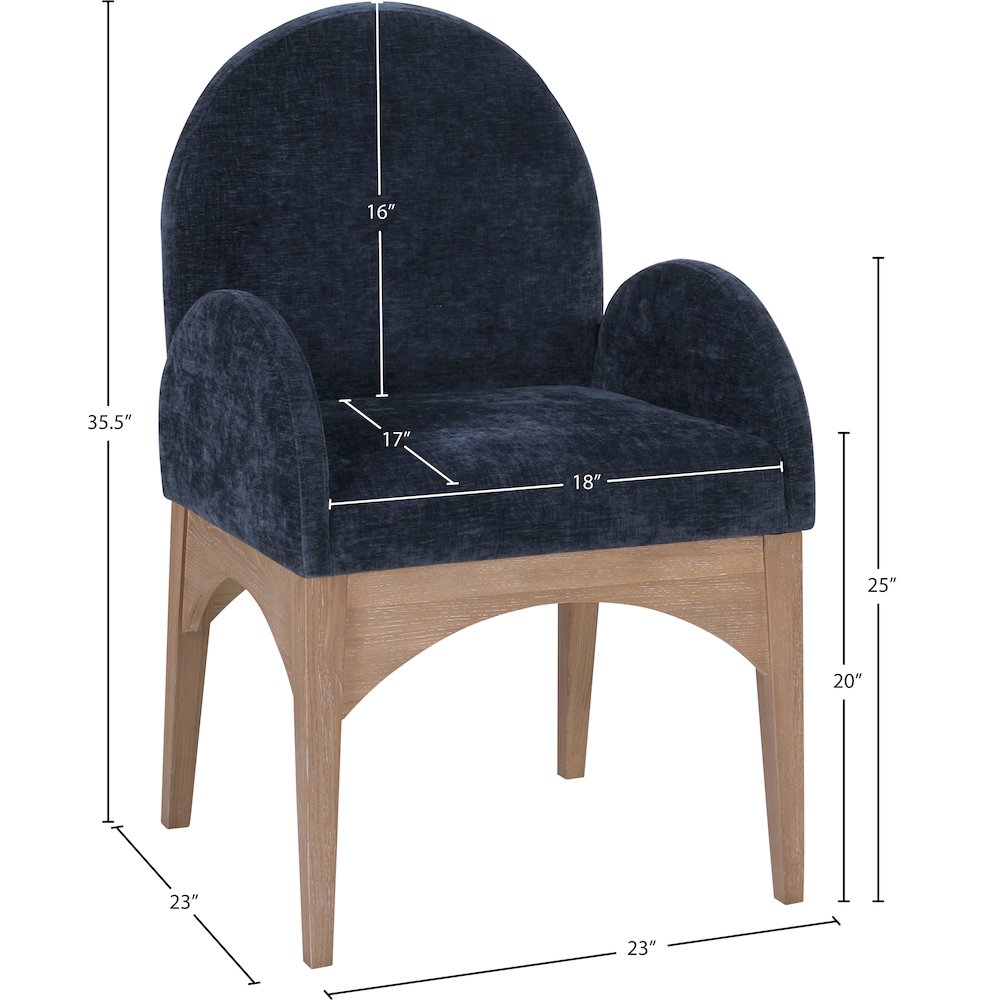 Waldorf Navy Chenille Fabric Dining Chair. Picture 7