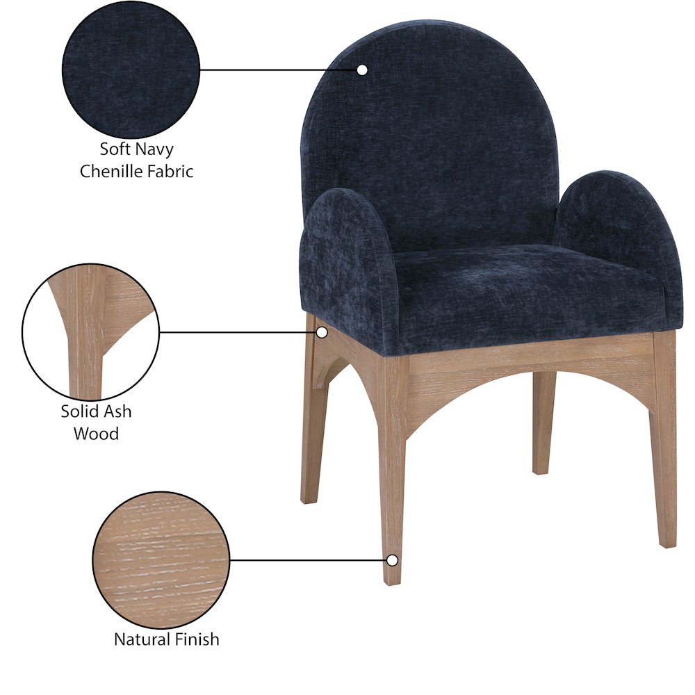 Waldorf Navy Chenille Fabric Dining Chair. Picture 8