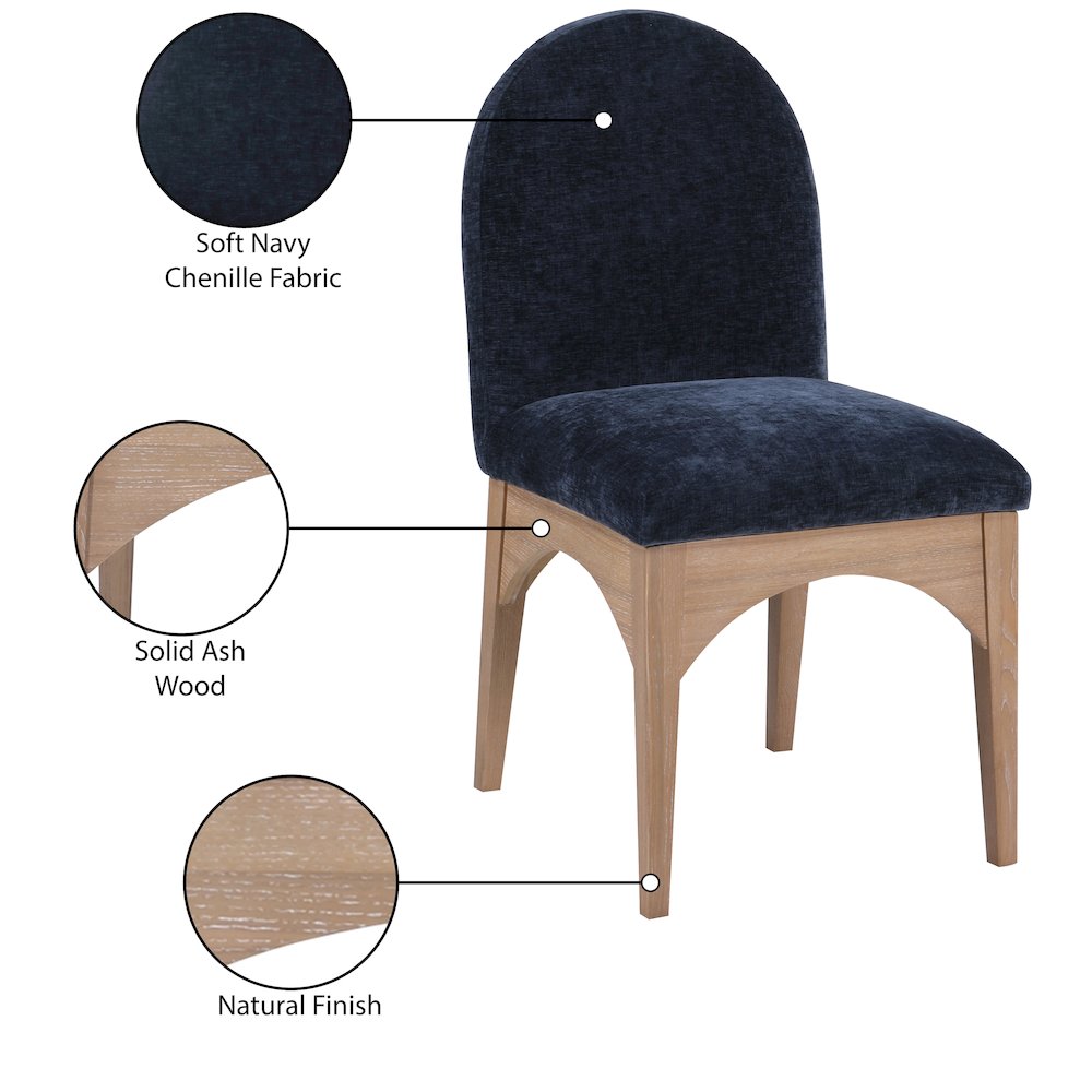 Waldorf Navy Chenille Fabric Dining Chair. Picture 8