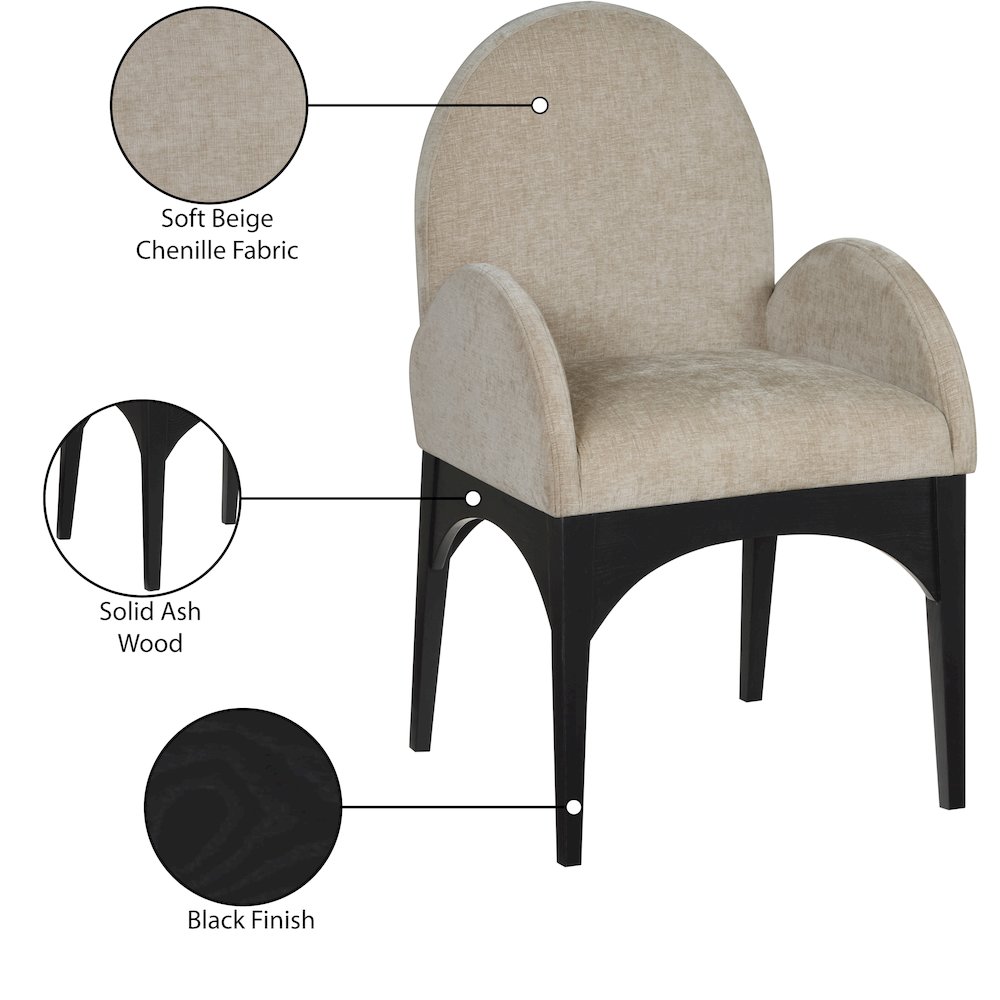 Waldorf Beige Chenille Fabric Dining Chair. Picture 8