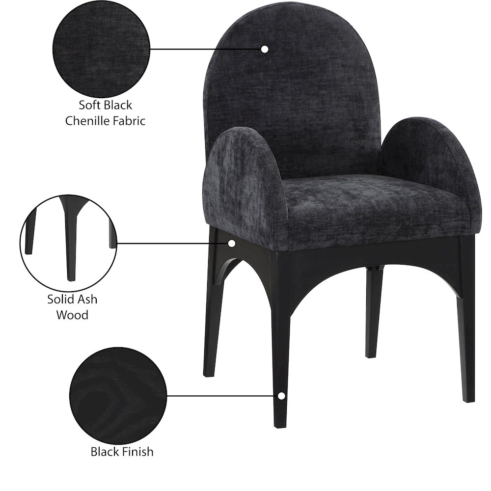 Waldorf Black Chenille Fabric Dining Chair. Picture 8