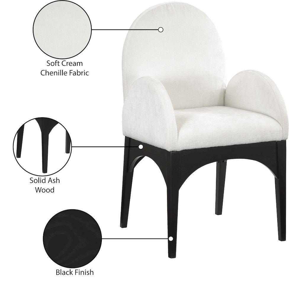 Waldorf Cream Chenille Fabric Dining Chair. Picture 8