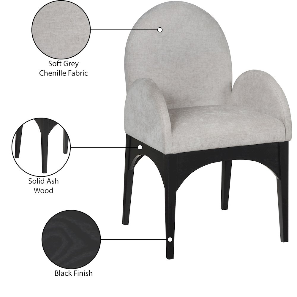 Waldorf Grey Chenille Fabric Dining Chair. Picture 8