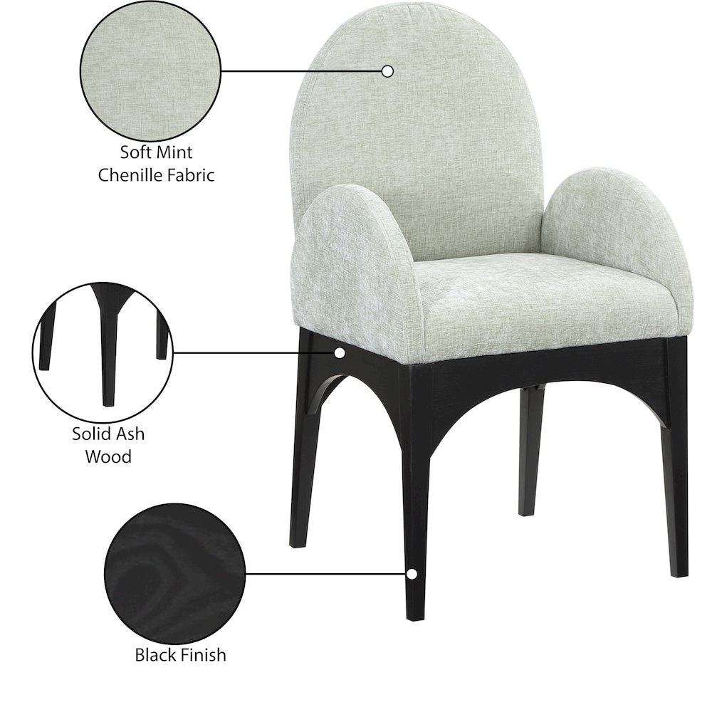 Waldorf Mint Chenille Fabric Dining Chair. Picture 8