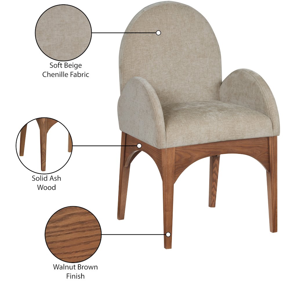 Waldorf Beige Chenille Fabric Dining Chair. Picture 8