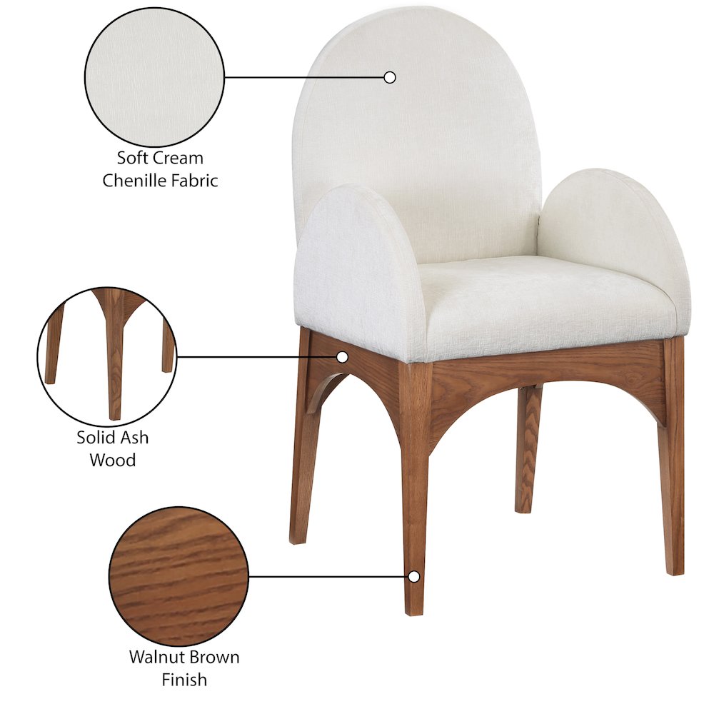 Waldorf Cream Chenille Fabric Dining Chair. Picture 8