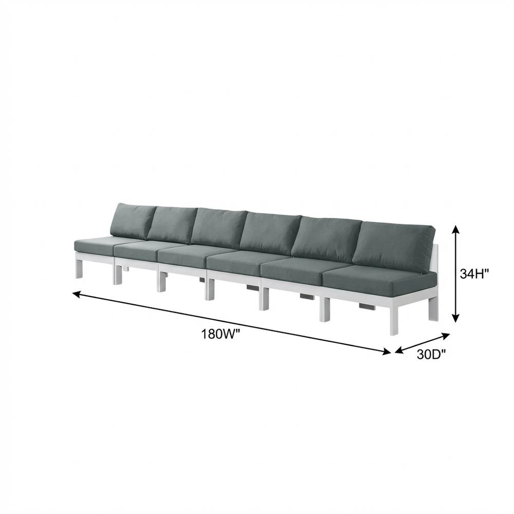 Gray Fabric Outdoor Modular Sofa With Contemporary Style And Cushioned Seating. Picture 7