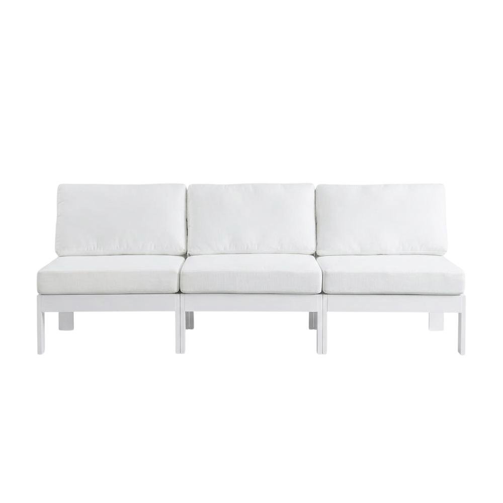 White Fabric Outdoor Patio Modular Sofa With Contemporary Style. Picture 4
