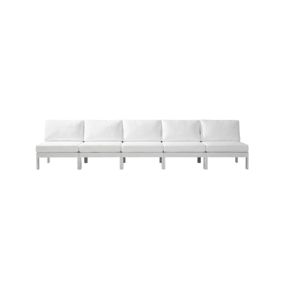 White Fabric Outdoor Patio Modular Sectional With Contemporary Style. Picture 4