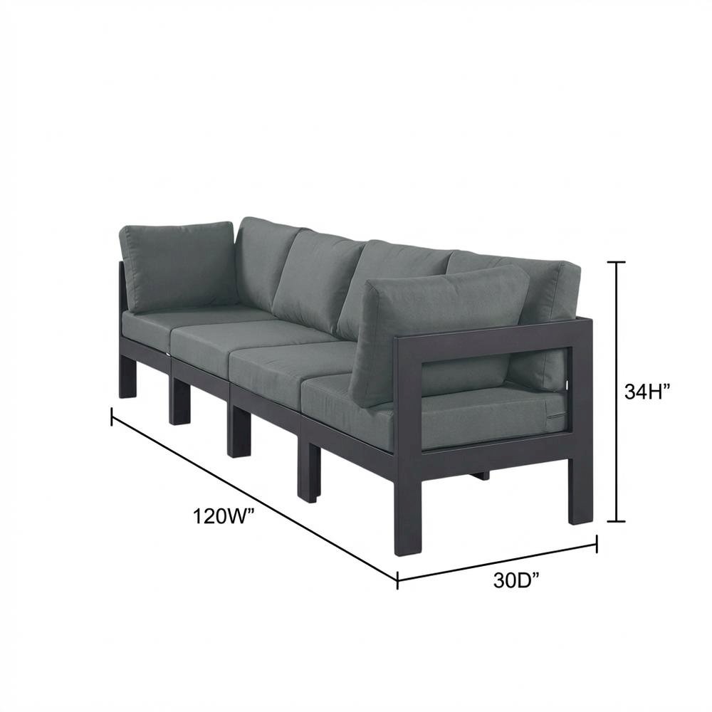 Gray Fabric Outdoor Modular Sofa With Contemporary Style And Cushioned Seating. Picture 7